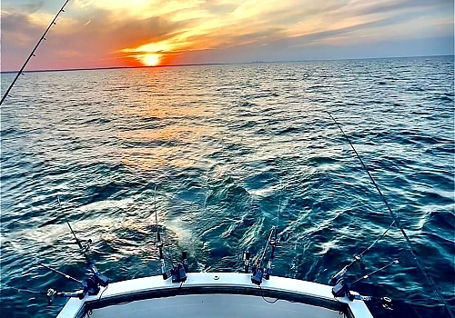 Sunset from rear of boat